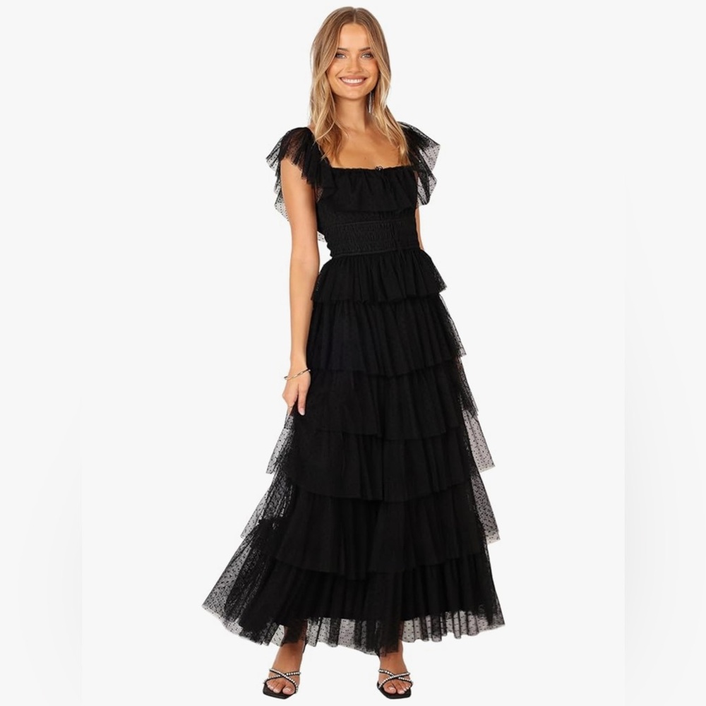 Petal & Pup Black Ruffled Maxi Dress